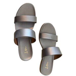 LM Women's Slip On Flat Sandals 8 Metallic